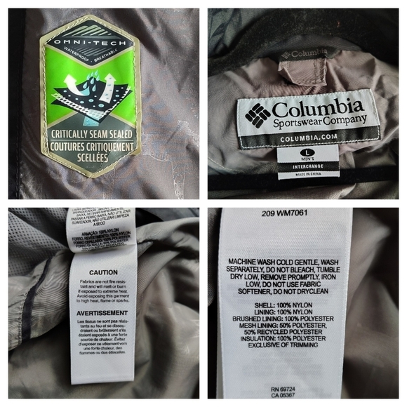 Columbia Interchange Bugaboo Omnitech Men's Jacket Large Black Gray Gorpcore - Picture 6 of 16